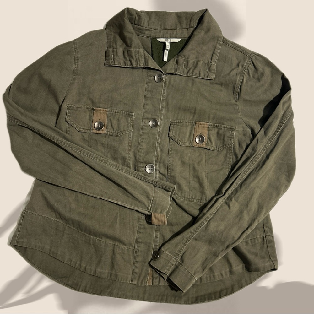 BKE Button Up Shirt Jacket Women's‎ S Eased Relaxed Fit Military Outdoors Combat
